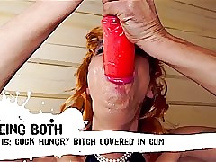 15 Trailer-Cock greedy tramp covered in spunk after deepthroating gigantic faux-cocks - BeingBoth - Remastered