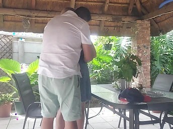 Hot blonde Dearly takes a creampie from her neighbour's wed around a real homemade video