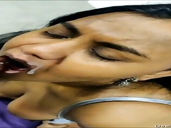 Watch how this busty Tamil MILF gets her uncensored blowjob from her hubby in the office