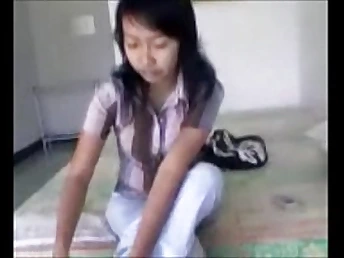 Indonesian tramp scandalized by rough hump in the office