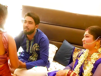 Desi Aunty & Step-Sis share cooch tonguing & steamy orgy in uncensored Desi shire