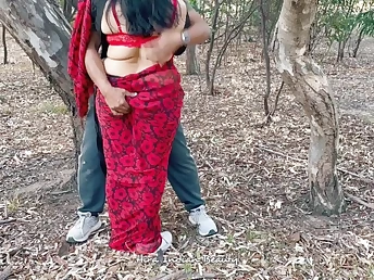 Super-fucking-hot Indian wife with pal gets tough fucky-fucky in public & inhales firm in saree