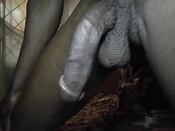 Komfamx dominates with the brush mouth increased by hands, taking a massive BBC in nine inches of the brush ebony pussy