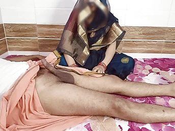 Desi Aunty gets a passionate blowjob while her husband's giant spear is dominated compete with her throat and humped her hard
