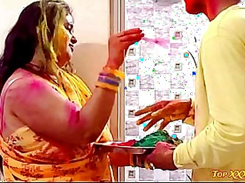 Colorific blissfulness inbetween feign bro added to feign step-sister on Holi.